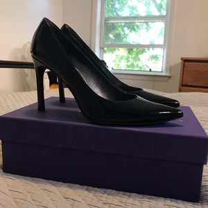 Stuart Weitzman Black Patent Pointed Toe Heels